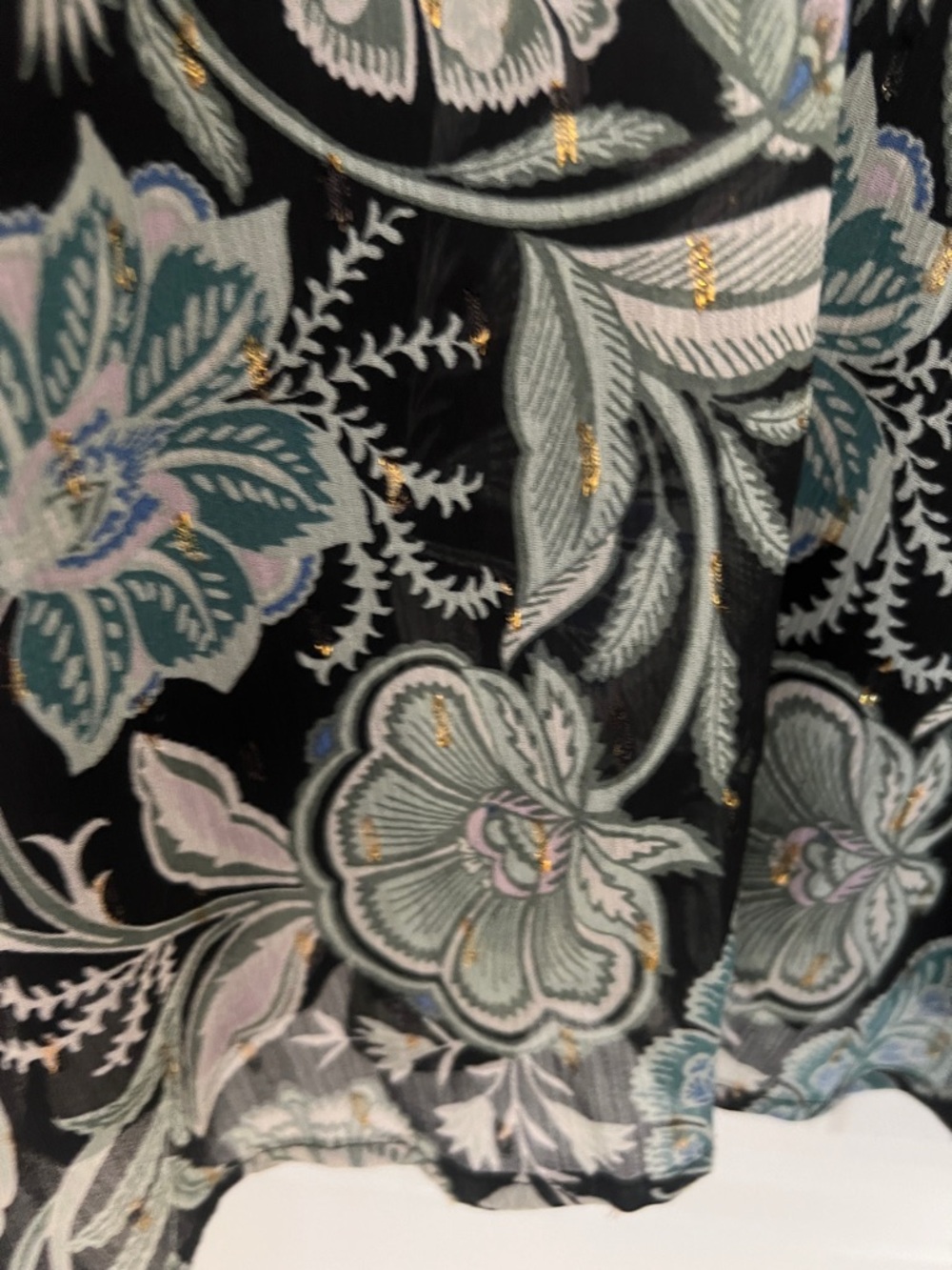 Lane Bryant Women’s Black Floral Tie-Neck Peasant Blouse Sz 30/32 NWT - Picture 7 of 14